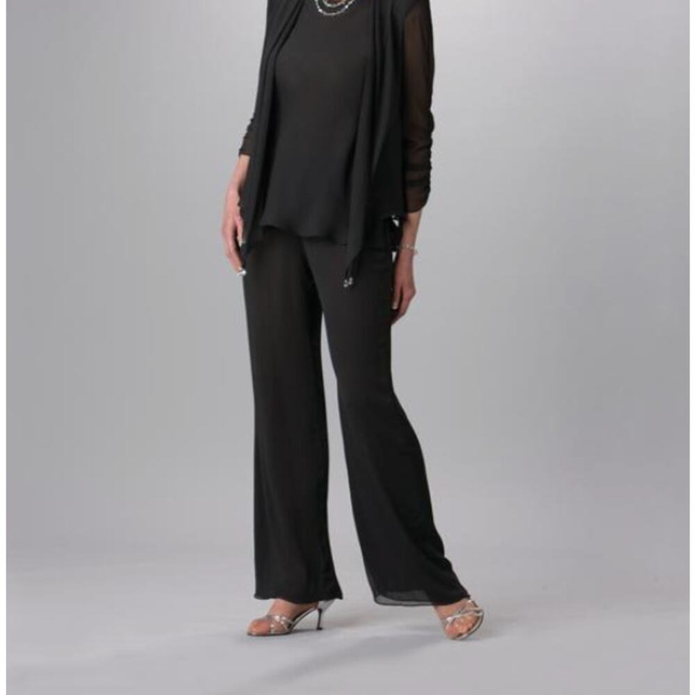 Ursula of Switzerland Pants Black Women's 12 Wide Leg Pull On Evening Work